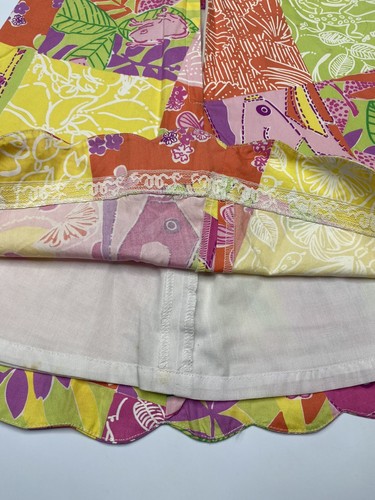 Lilly Pulitzer Girls Skirt Sz 8 Multicolor Patchwork Print Scalloped A-line VTG - Picture 5 of 9