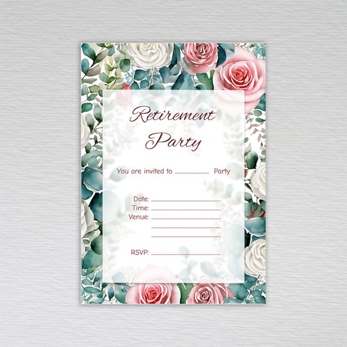 Retirement Party Invitations Farewell Floral Retirement Invites Pack Leaving Do - Picture 11 of 11