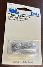 Vintage Dritz 4 Part Snap Fasteners Size 15-3/8 in (9 mm) 7 Sets 15-65