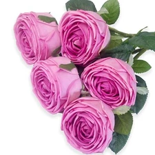5Pcs Realistic Touch Artificial Roses - Moisturizing Faux Roses for Home Deco...