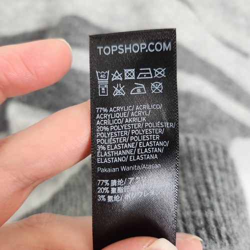 Topshop Sweater Womens 6 Gray Striped Cropped Crew Neck Casual Lightweight - Picture 7 of 9