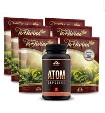 Atom 60 Capsules + 6 Weeks Supply  Detox Tea Organic Healthy Cleansing Formula 