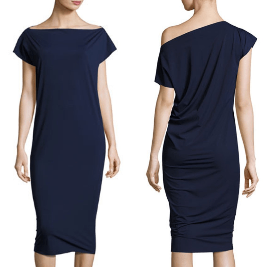 Chiara Boni Dress Shirley Navy Blue Jersey Short Sleeve Blouson