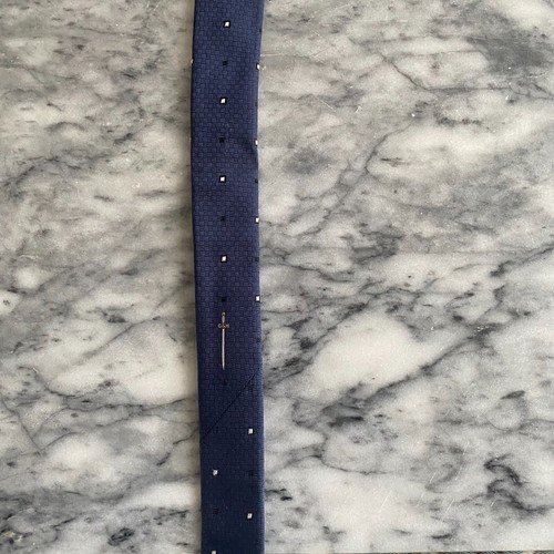 GIEVES and HAWKES London Men's All Silk Blue Geometric Jacquard Tie~3.5" J46 - Picture 5 of 5