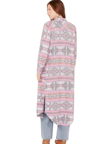 wrangler retro women xl pearl snap duster shacket jacket aztec pink - Picture 16 of 24