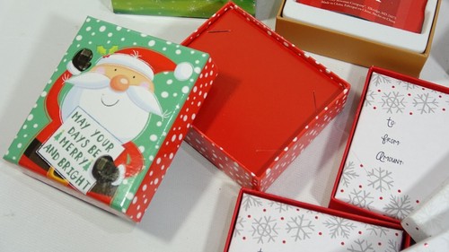 8 Christmas Lindy Bowman Gift Card Lidded Boxes - Inserts - Santa Gold & Silver - Picture 8 of 11