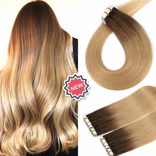 Invisible Tape In Remy Human Hair Extensions Seamless Skin Weft Blond Baby Light - Picture 55 of 77