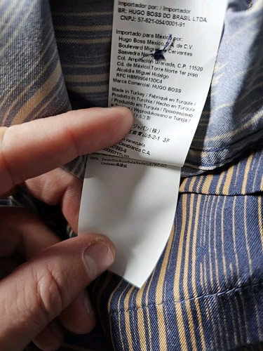 Hugo Boss 100% Pure Silk Shirt Men's XL Tailored Regular Fit Black Striped MINT - Picture 13 of 16