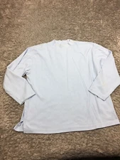 Dressbarn Mock Neck Shirt Woman Size 18/20 Blue 3/4 Sleeve Stretch