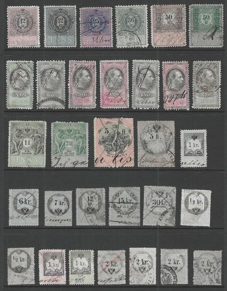 Italy and Hungary, Lot of 170 Nineteenth Century Revenue Stamps - Image 3 of 4