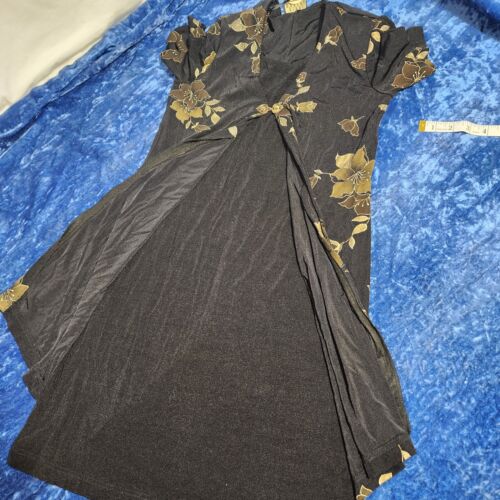 Nikki Morgan Vintage shirt sleeve gold black layered dress petite size 4 - Picture 3 of 8