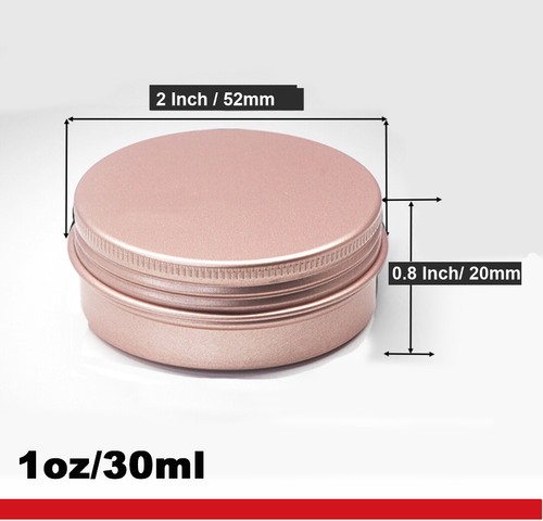 Aluminum Tin Screw Top Lid Round Metal Container,Storage Jar Travel,Rose Gold - Picture 11 of 21