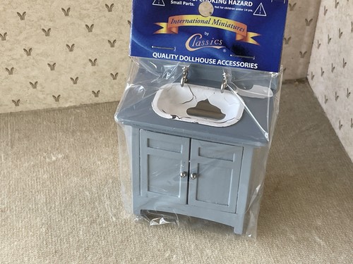 Puppenhaus Waschbecken bläulich grau mit Ausgaben - Bild 1 von 8