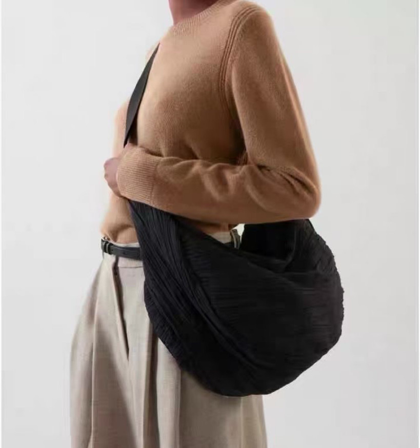 Womens COS Pleated Bag Half Moon Bag High Capacity Handbag Shoulder Bag UK eBay