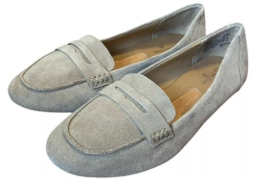 Women’s Suede Slip-On Loafers Size 8 Taupe Hayden Flats Leather Comfort Neutral - Picture 2 of 16