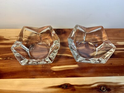 VINTAGE-ANCHOR HOCKING PRESSED GLASS-DO DEC-A-HE-DRON Set/2