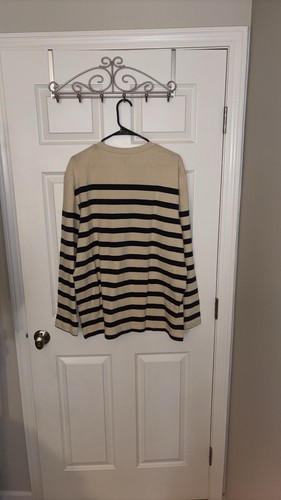 J. Peterman Men’s Beige/Navy Blue Stipes Crewneck Shirt Sz Large - Picture 4 of 4