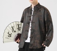 Men's Autumn Fashion Chinese Style Stand Collar Long Sleeve Loose Printed Jacket