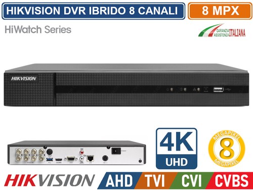 HIKVISION HWD-7108MH-G4 TURBO HD DVR 4K HD 8 CANALI 8MP 5IN1 TVI AHD CVI CVBS IP - Foto 1 di 2