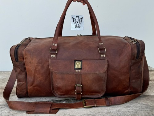 24 Zoll Echtleder Reisetasche Wochenendgepäck Leder Seesack - Bild 9 von 14