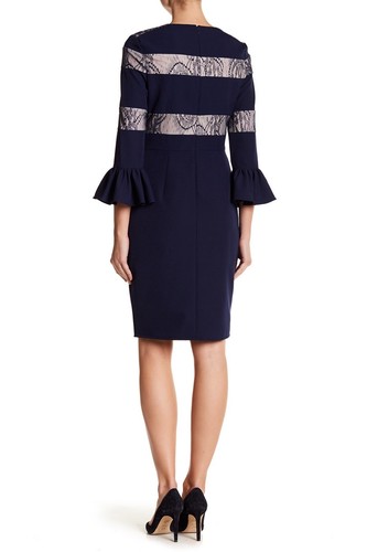 JS COLLECTIONS LACE TRIM BELL CUFF SLEEVE DRESS sz 12 - Picture 2 of 2
