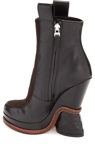 $1400 Fendi Chelsea Boots Runway Black- Brown Wedge Ankle Zipper Booties 40 - Picture 3 of 4