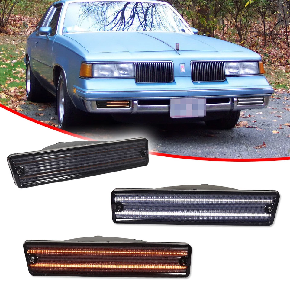 Smoke Switchback LED DRL Turn Signal Lights For 81-88 Oldsmobile Cutlass Supreme - Image 3 of 4