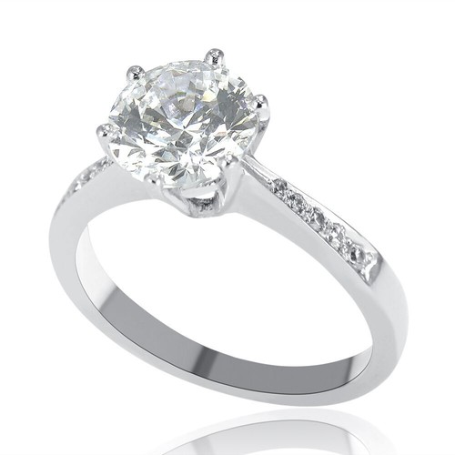 1 CT Diamond Engagement Ring Round Cut D/VS1 14K White Gold Size Selectable - Picture 2 of 5