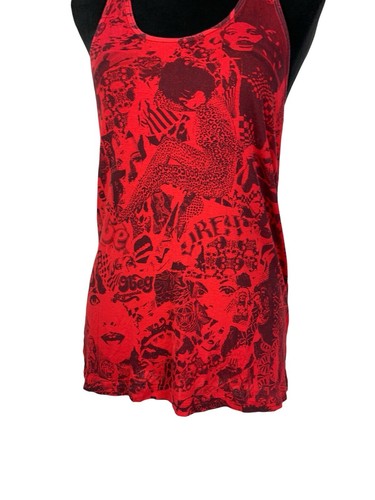 Camiseta sin mangas túnica estampada roja talla L OBEY - Imagen 3 de 11
