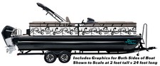 White Black Floral Ornament Graphic Wrap Kit Decal Fishing Boat Vinyl Pontoon US