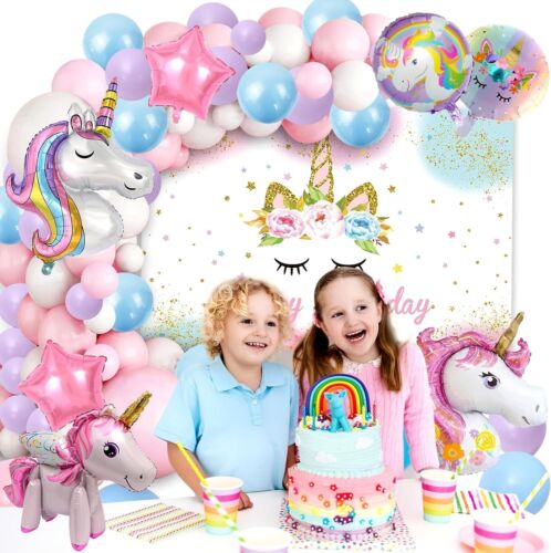 Palloncini per decorazione di compleanno bambina Tema unicorno rosa con festone - Imagen 7 de 7