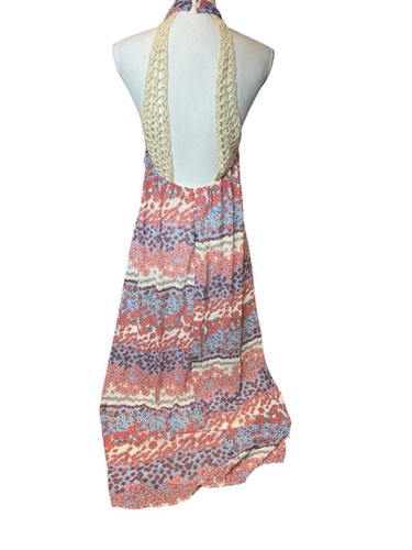 Forever 21 Maxi Dress Bohemian Retro, Hippie Long Sleeve Orange Rayon Sz M - Picture 5 of 9