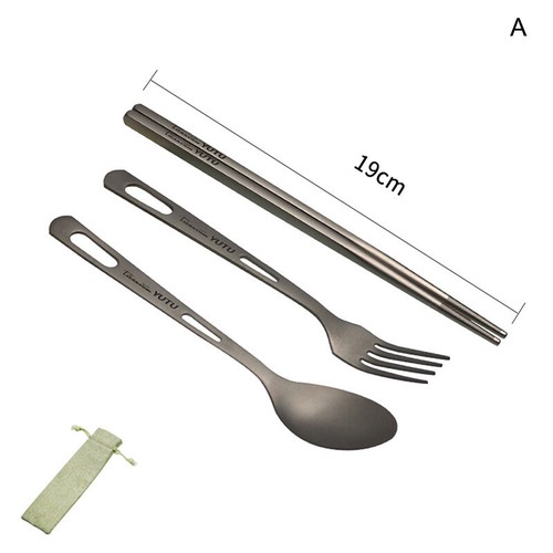 Pure Titanium Tableware Set Household Frosted And Fork Spoon Chopsti#$6 - Picture 8 of 11
