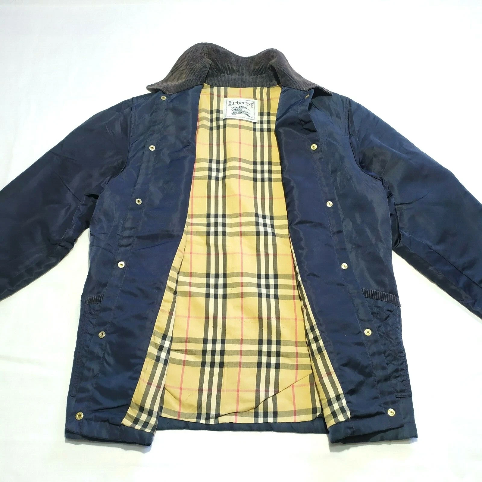 Giacca Burberrys uomo vintage colore blu scuro taglia 34 pollici 44 cm trench nova check