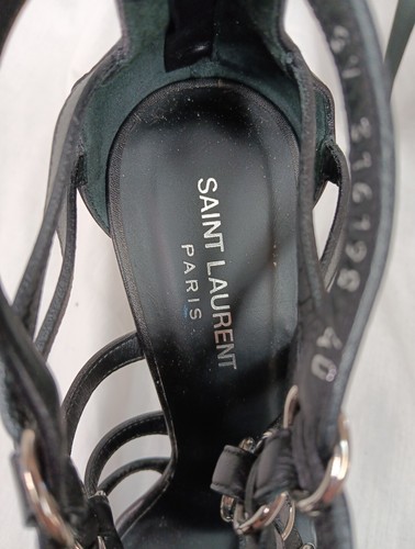 Saint Laurent Nina Cage Sandals Size 40 (9.5) Black Calfskin Strappy Stiletto EC - Picture 8 of 10