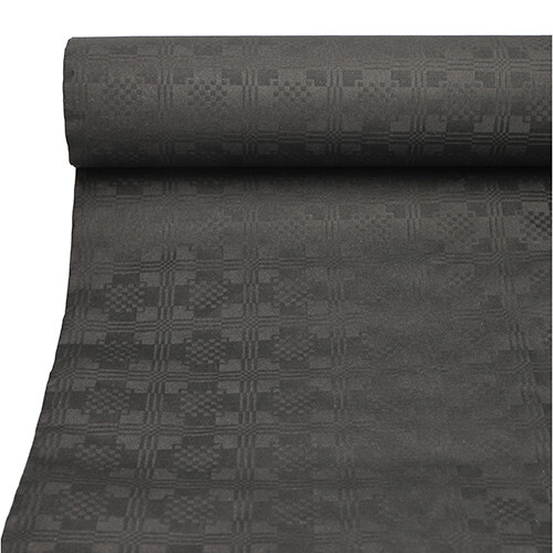 Papiertischdecke Einwegtischdecke Papier Rolle 50 m x 1 m schwarz / black Damast - Bild 1 von 2