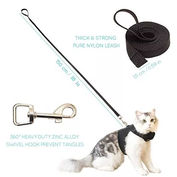 Cat Harness with Leash Adjustable Escape Proof Mesh Best Walking