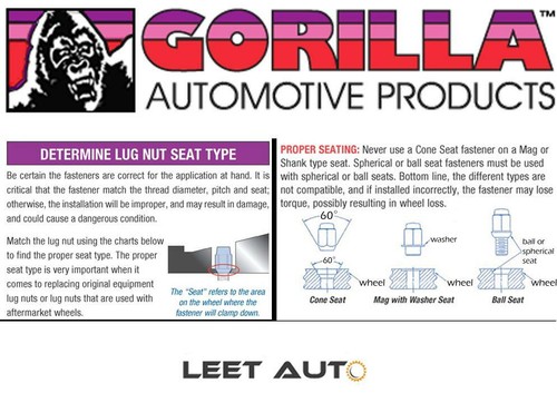 (24pc.) Gorilla Lug Nuts, 1/2" Thread, Bulge Acorn, Black Chrome, 91188BC - Picture 4 of 4