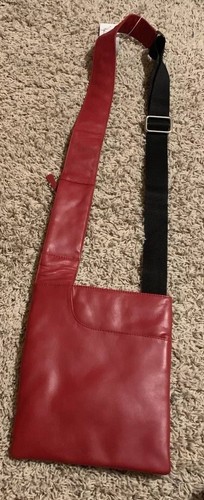 ili New York Leather  Crossbody Adjustable Strap Red Purse/Bag Zip Closure NWT. - Picture 1 of 21