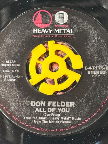 Don Felder 7" Record 45 & Picture Sleeve From The Heavy Metal Soundtrack VG+ - Picture 4 of 4
