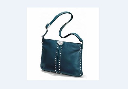 Brighton Pretty Tough Rex Handbag Leather Purse Spruce Dark Teal Stud - Picture 3 of 12