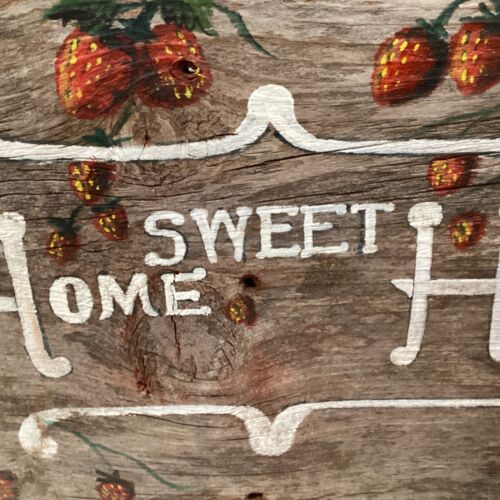 VTG Repurposed Wood Home Sweet Home Wall Sign Retro Farmhouse Strawberry c. 1984 - Picture 4 of 7