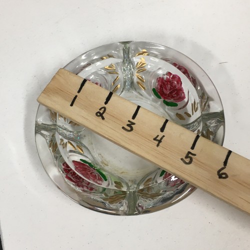 Hand painted Rose Ashtray Glass Collectable Vintage - Picture 4 of 6