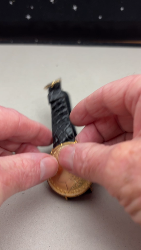 VTG 1890 Gold Plated Morgan Dollar Windup Watch Back-Stainless Band-Crocodile - Video 1 of 1