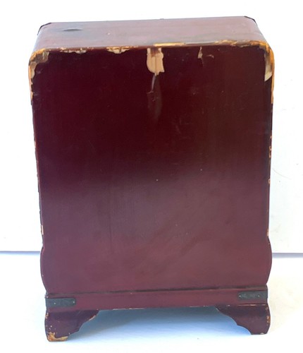 Japanese Red Lacquer Cabinet Jewelry Box Chest Gold Birds Hand Painted Antique - Picture 5 of 13