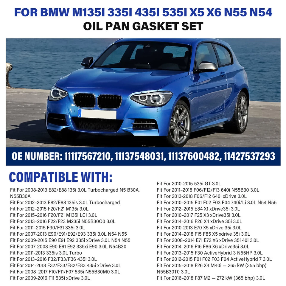 Conjunto de vedação de refrigerador de motor junta de panela de óleo com para BMW M135i 335i 435i 535i X5 X6 N55 - Imagem 2 de 4