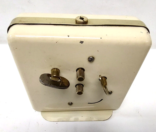 Vintage Westclox Alarm Clock Cream Brown Face Brass Trim Tested Works - Picture 3 of 6