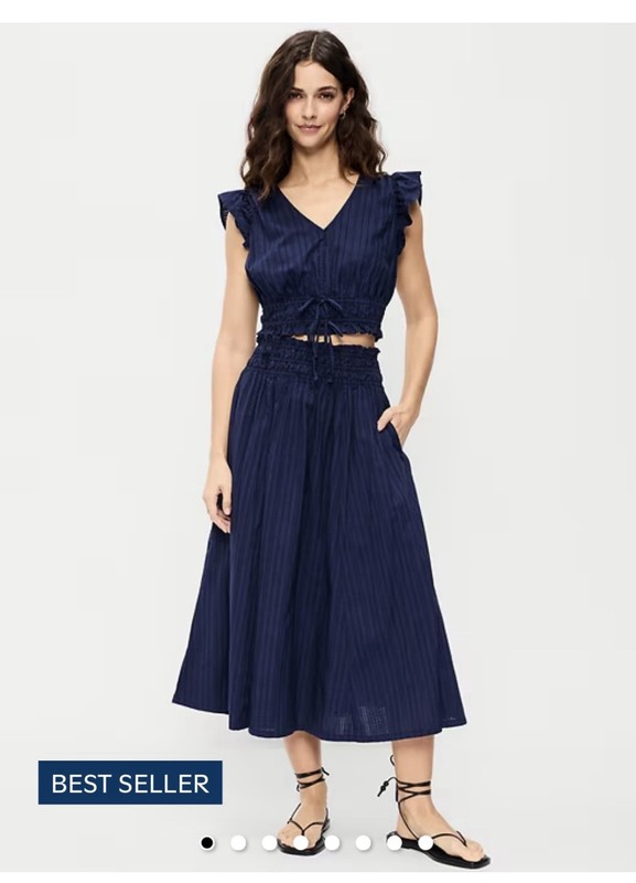 NWT Old Navy Women’s 100% Cotton Smocked Waist Skirt - Navy - Size Large/Tall