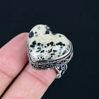 Dalmatian jasper 925 Sterling Silver Gemstone Adjustable Vintage Ring VR 2871