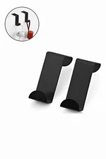 Black Stainless Steel Over Door Hook, Reversible Cabinet Hooks (4 Pack)